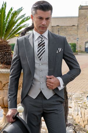 Vestito tight moderno grigio antracite in misto lana mohair