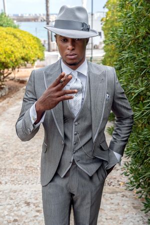 Completo cerimonia uomo 3 pezzi in lana mohair grigio