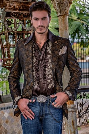 Giacca moda jacquard nero oro in stile elegante party blazer