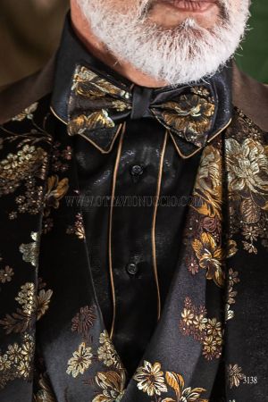 Papillon bicolore damascato con contrasto nero