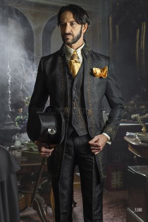 Gothic Frock Coat für Herren - Schwarz & Altgold Luxus 703d22ea50110635
