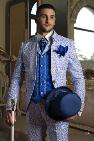 Redingote Mariage Baroque Blanche et Bleue c41169ab4ee78e84