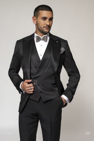 Smoking 3 Pezzi Nero Cerimonia Uomo b9e39a0a896a0fb8