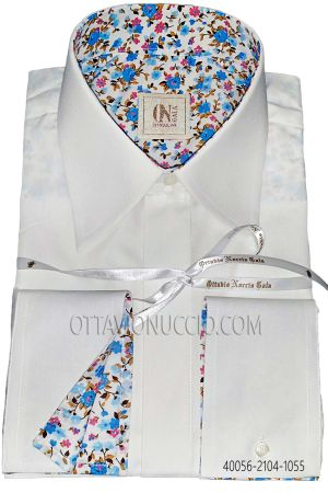 Hemd, weiß, aus Baumwolle mit Kontrast