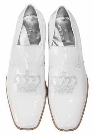 Slipper bianca con ricamo corona argento da56cbf2e0fd8a5e