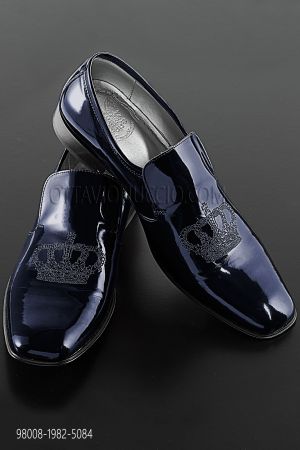 Blue Slippers with Crown Embroidery 907e7c761506723f