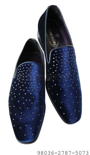 Pantofola velluto blu con strass crystal