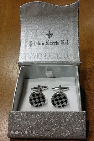 Gemelli forma tonda smaltati scacchi 7bd74d0126ced069