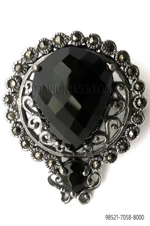 Spilla placcata argento con pietra nera 3c2284efa052ef9b