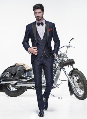 Abito sposo blu in shantung