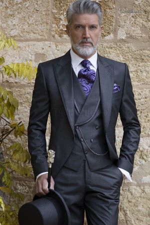 Abito 3 pezzi da sposo tight moderno grigio scuro