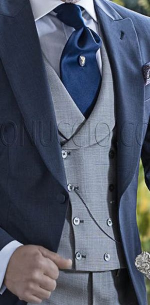 Grey Prince of Wales double-breasted waistcoat