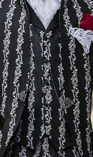 Black Grey Brocade Waistcoat