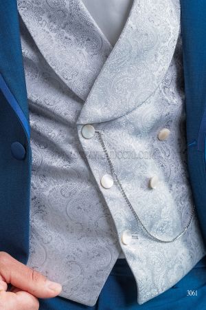 Gilet damascato avorio doppiopetto asimmetrico