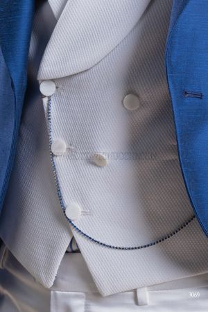 Double-breasted waistcoat with shawl collar in white coton piquet