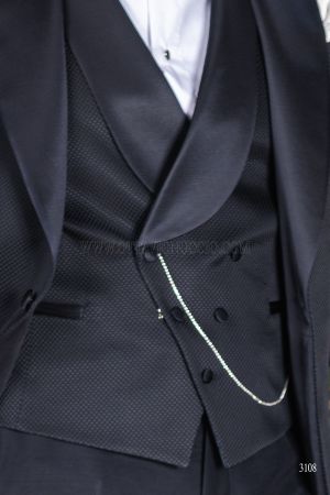 Gilet asimmetrico doppiopetto sciallato damiè blu