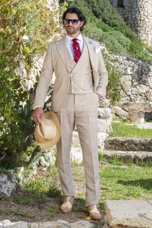 Abito cerimonia uomo estiva misto lino beige bd3915dfb8b3777f