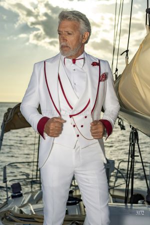 Smoking uomo bianco con risvolto rosso 5865afe5a004f5a4