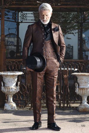 Luxus Gehrock Hochzeit Brokat Bronze Braun c2788e9d15dc181b