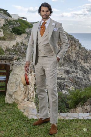 Abito Marrone Pied-de-Poule Lino f0bec1459aead75f