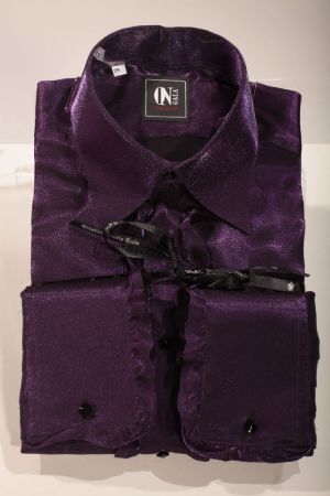 Camicia lurex rosso con volant