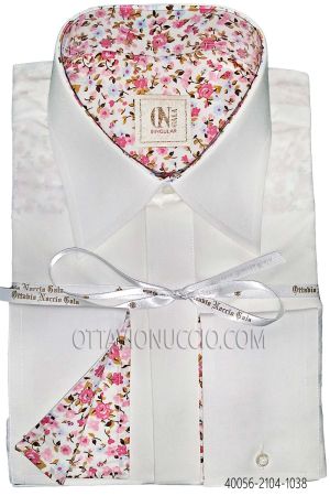 Hemd, weiß, aus Baumwolle mit Kontrast