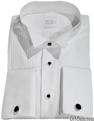 Camicia bianca Tuxedo diplomatica in cotone con plissé a99a00ba6284139c