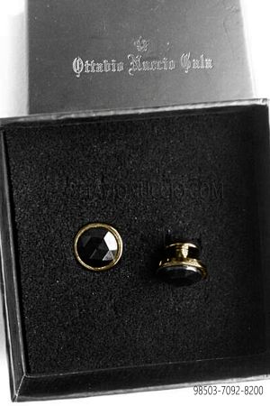 Gemelli forma tonda con pietra nera 903b922dd5854775