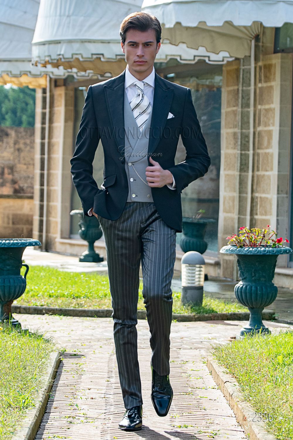 Pantalon Habillé Homme Gris à Rayures En Laine/polyester - Taille Réglable, Pour Mariage Ou Cérémonie, Occasion Parfait état