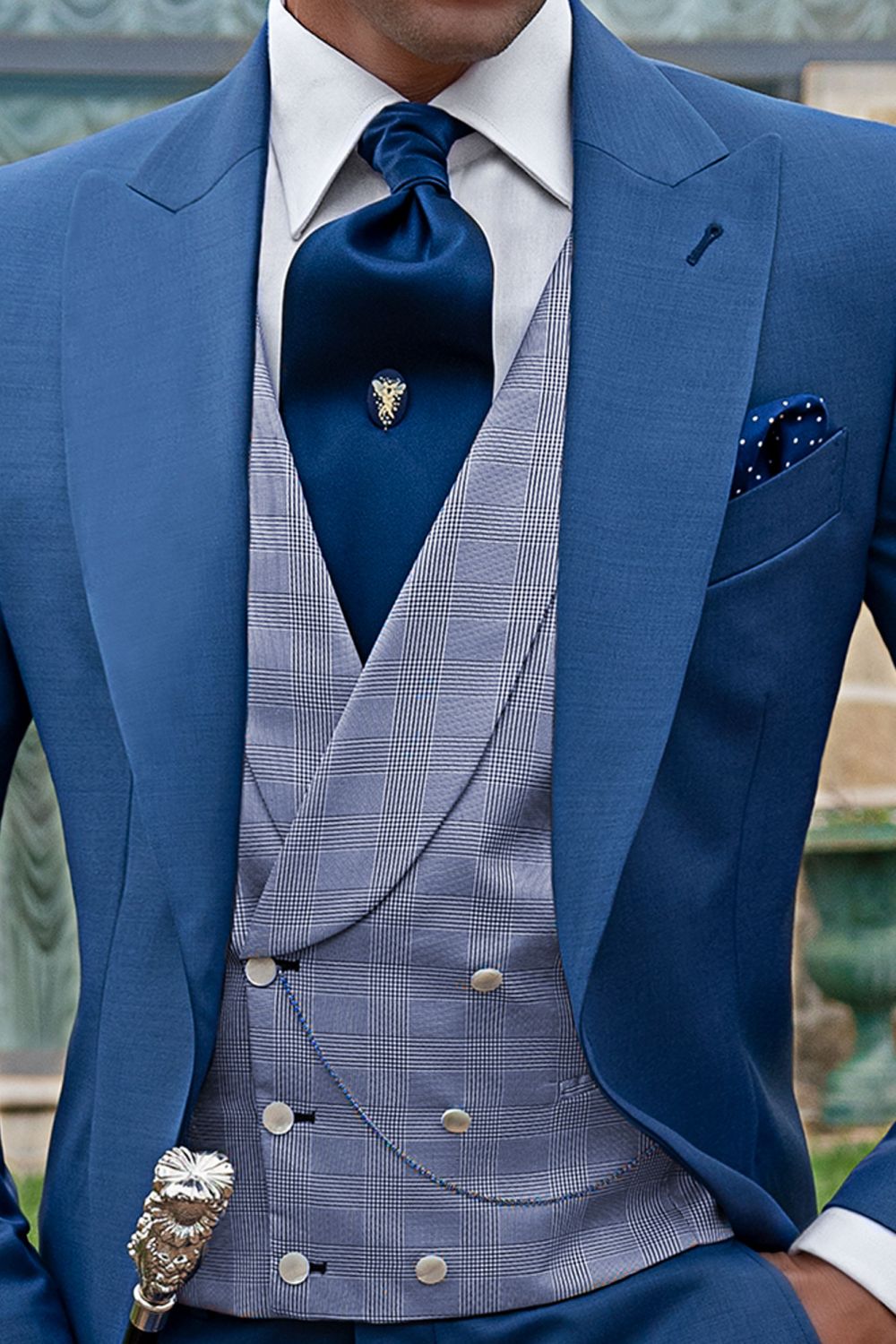 blue dress for baby girl Ivory Groom Wedding Tuxedo Suits with Royal Blue Trim CB0914 US36 / Satin Royal Blue