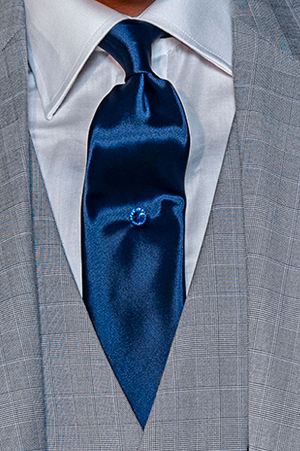 Light grey bespoke prince of wales blue check groom dress suit - Ottavio Nuccio Gala Light grey bespoke prince of wales blue check groom dress suit - Ottavio Nuccio Gala