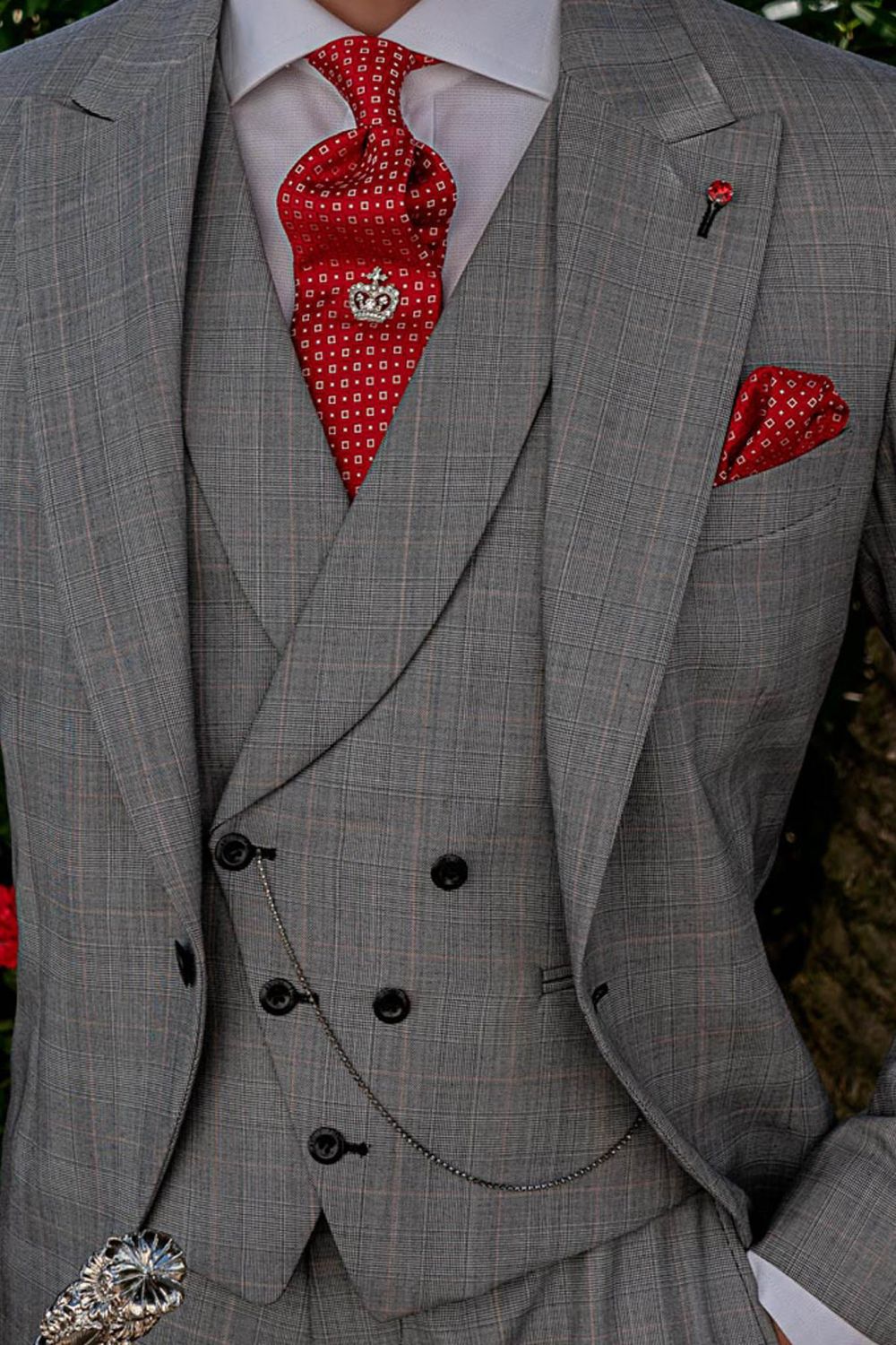 Vintage gray Prince of Wales red check morning suit for groom - Ottavio  Nuccio Gala