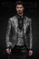Traje para novio con chaqueta adamascado negro plata