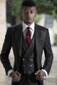Bespoke italian men suit for groom in black-red pinstriped