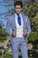 Costume de mariage prince de galles bleu, gilet croisé