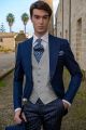 Costume jaquette moderne mariage bleu royal laine mélangé