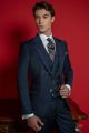 Classic Italian blue wool groom suit for men wedding