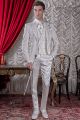 Barock Anzug, elfenbeine Jacquard Seide Sakko und Weste mit Satin Hose
