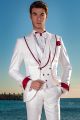 Costume italien mariage sur mesure blanc et détails contrasté rouge
