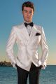 Costume italien homme croisé en shantung blanche et pantalon noir