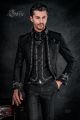 Luxury gothic italian wedding suit in black silver brocade