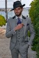 Traje italiano a medida vintage Pata de Gallo blanco y negro