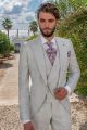 Fashion light grey Prince of Wales frock coat groom suit
