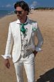 Pure linen white tailored fit Italian wedding suit for groom