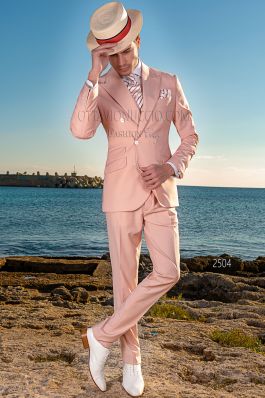 Italian bespoke pink groom suit for beach wedding - Ottavio Nuccio