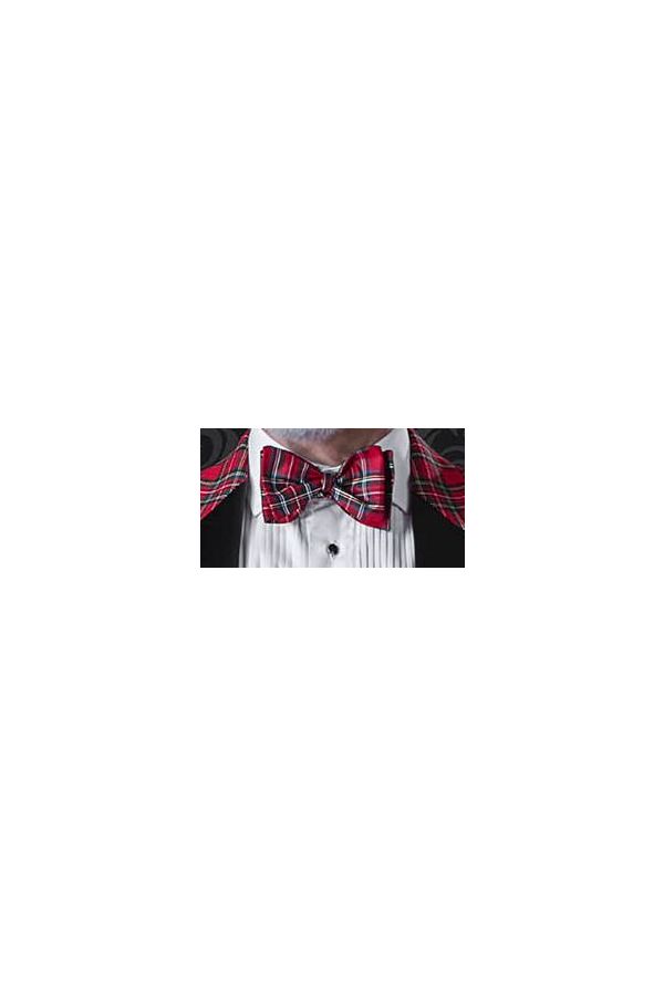 Papillon d' annodare disegno tartan in seta