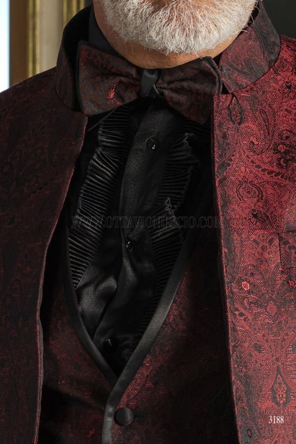 Papillon bicolore damascato nero e bordeaux