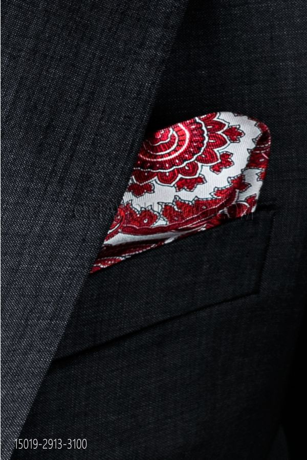 Fazzoletto seta twill stampa cachemire rossa