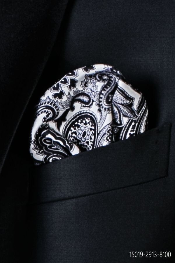 Fazzoletto seta twill stampa cachemire nera