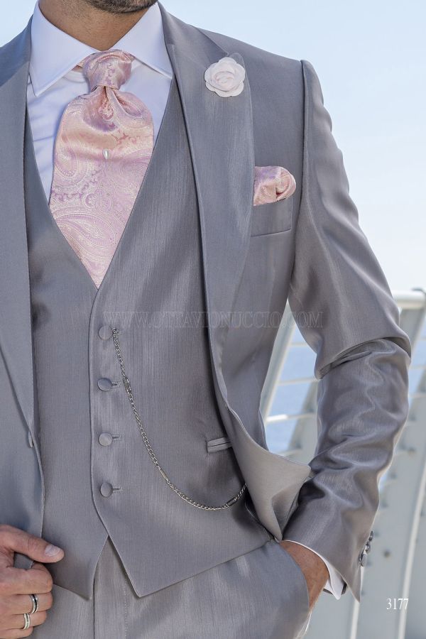 Gilet in acetato lana ottoman grigio perla